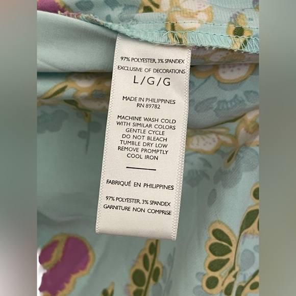 Natori Harumi Satin Pajama-Top Pull-Over Long Sleeve Floral Multicolor Women L - Picture 5 of 8